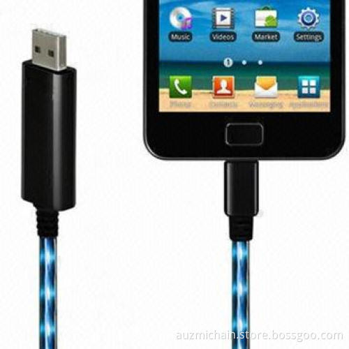 Visible Blue USB Charger & Sync Cable for Smartphones (HTC, Samsung, Blackberry)